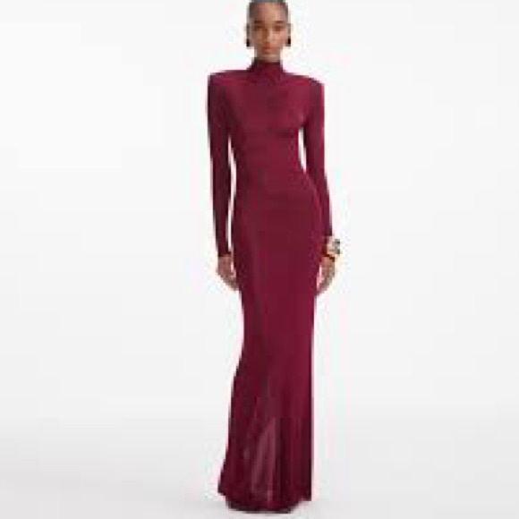 Self Portrait viscose knit maxi dress in burgundy NWT - Picture 1 of 16